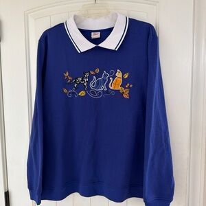 Vintage 90's Grammie Cottage Core Sweatshirt Featuring 3 Appliquéd Cats Size XX